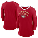 San Francisco 49ers Women's 3/4 Sleeve Raglan Fashion Top Scarlet | Nike for Sale