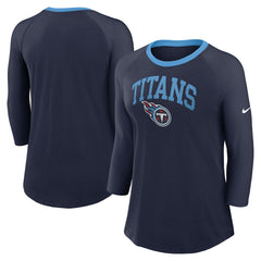 Tennessee Titans Women's 3/4 Sleeve Raglan Fashion Top Navy | Nike for Sale