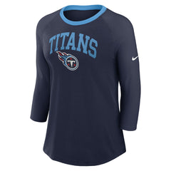 Tennessee Titans Women's 3/4 Sleeve Raglan Fashion Top Navy | Nike for Sale
