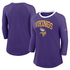 Minnesota Vikings Women's 3/4 Sleeve Raglan Fashion Top Purple | Nike for Sale