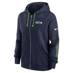 Seattle Seahawks Women's Plus Size Phoenix Full-Zip Hoodie College Navy | Nike for Sale