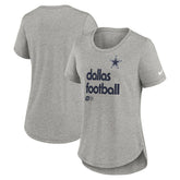 Dallas Cowboys Women's Team Shout-Out Tri-Blend T-Shirt Heather Gray | Nike for Sale