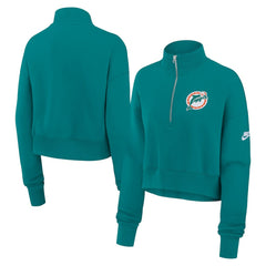 Miami Dolphins Women's Rewind Phoenix Half-Zip Sweatshirt Aqua | Nike for Sale