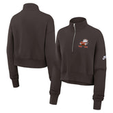 Cleveland Browns Women's Rewind Phoenix Half-Zip Sweatshirt Brown | Nike for Sale