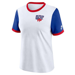 Buffalo Bills Women's Rewind Ringer T-Shirt White/Royal | Nike for Sale