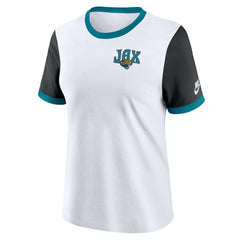 Jacksonville Jaguars Women's Rewind Ringer T-Shirt White/Black | Nike for Sale