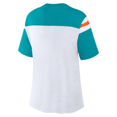 Miami Dolphins Women's Cheer Chant Fashion Crop Top White/Aqua | Fanatics