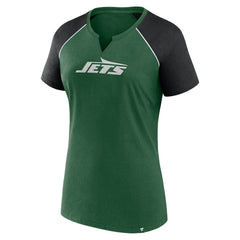 New York Jets Women's Glittered Primary Raglan T-Shirt Green/Black | Fanatics
