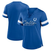 Indianapolis Colts Women's Play Script Lace-Up T-Shirt Royal | Fanatics