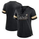 New Orleans Saints Women's Play Script Lace-Up T-Shirt Black | Fanatics