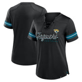 Jacksonville Jaguars Women's Play Script Lace-Up T-Shirt Black | Fanatics
