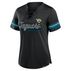 Jacksonville Jaguars Women's Play Script Lace-Up T-Shirt Black | Fanatics