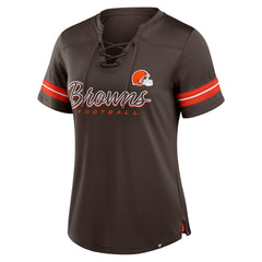 Cleveland Browns Women's Play Script Lace-Up T-Shirt Brown | Fanatics