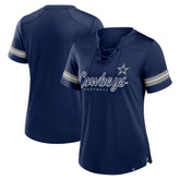 Dallas Cowboys Women's Play Script Lace-Up T-Shirt Navy | Fanatics
