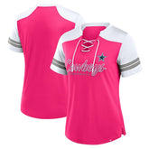 Dallas Cowboys Women's Play Script Lace-Up T-Shirt Pink | Fanatics