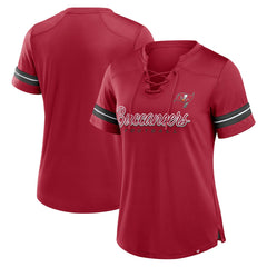 Tampa Bay Buccaneers Women's Play Script Lace-Up T-Shirt Red | Fanatics