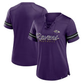 Baltimore Ravens Women's Play Script Lace-Up T-Shirt Purple | Fanatics