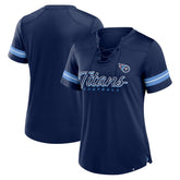Tennessee Titans Women's Play Script Lace-Up T-Shirt Navy | Fanatics
