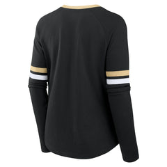 New Orleans Saints Women's Won and Done Lace-Up Long Sleeve Fashion Top Black | Fanatics