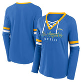 Los Angeles Chargers Women's Won and Done Lace-Up Long Sleeve Fashion Top Powder Blue | Fanatics