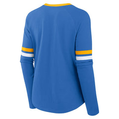 Los Angeles Chargers Women's Won and Done Lace-Up Long Sleeve Fashion Top Powder Blue | Fanatics