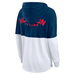 Houston Texans Women's Backup Option Long Sleeve Hoodie T-Shirt Navy/White | Fanatics