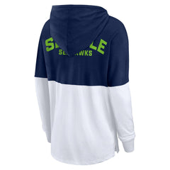 Seattle Seahawks Women's Backup Option Long Sleeve Hoodie T-Shirt College Navy/White | Fanatics