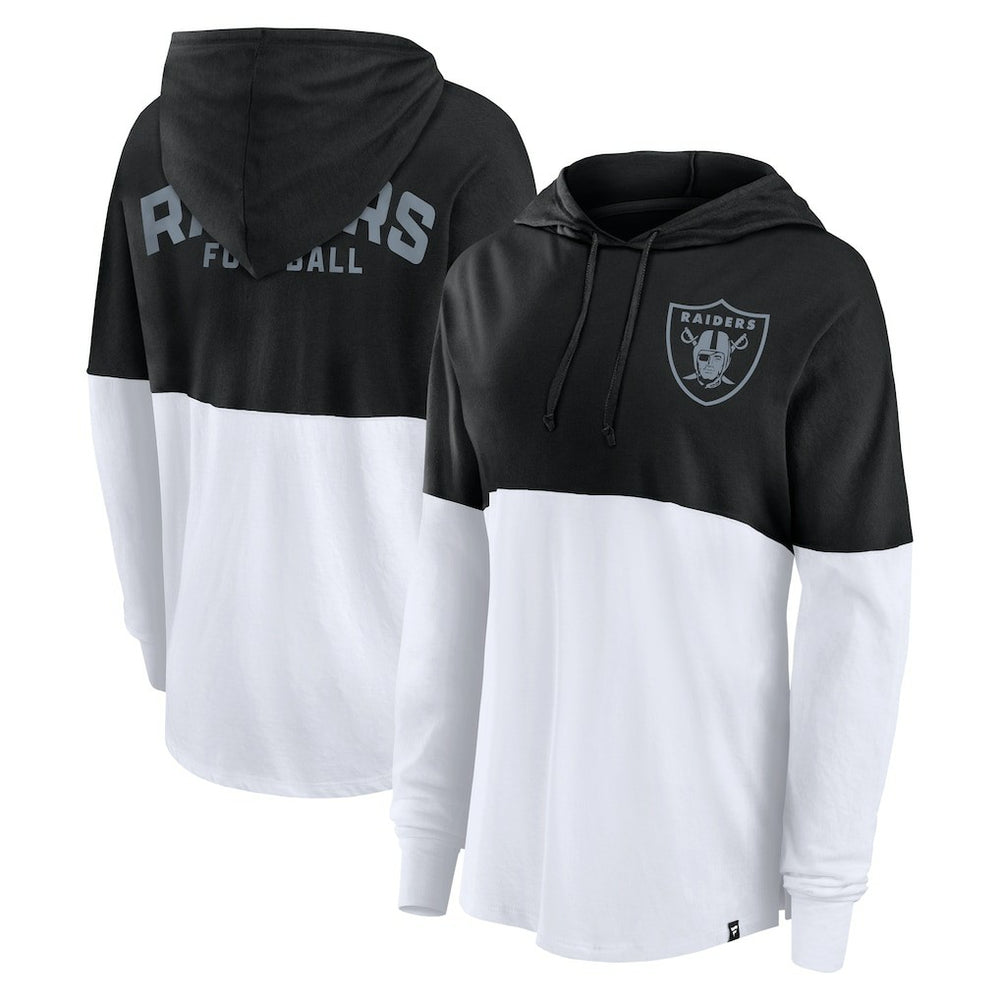 Las Vegas Raiders Women's Backup Option Long Sleeve Hoodie T-Shirt Black/White | Fanatics