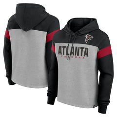 Atlanta Falcons Women's Bold Play Call Pullover Hoodie Heather Gray/Black | Fanatics