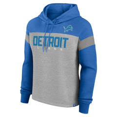 Detroit Lions Women's Bold Play Call Pullover Hoodie Heather Gray/Blue | Fanatics