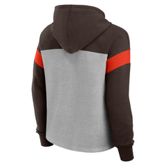 Cleveland Browns Women's Bold Play Call Pullover Hoodie Heather Gray/Brown | Fanatics