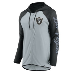 Las Vegas Raiders Women's Script Full-Zip Hoodie Silver/Black | Fanatics