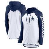 Dallas Cowboys Women's Script Full-Zip Hoodie White/Navy | Fanatics
