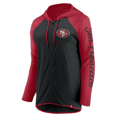 San Francisco 49ers Women's Script Full-Zip Hoodie Black/Scarlet | Fanatics