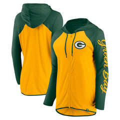 Green Bay Packers Women's Script Full-Zip Hoodie Gold/Green | Fanatics