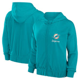 Miami Dolphins Women's Script Lock Full-Zip Hoodie Aqua | Fanatics