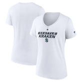 Seattle Kraken Fanatics Women's Authentic Pro Core Primary V-Neck T-Shirt - White - NHL