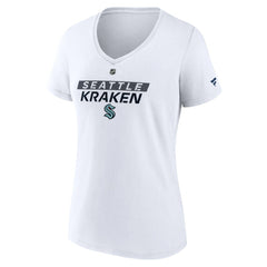 Seattle Kraken Fanatics Women's Authentic Pro Core Primary V-Neck T-Shirt - White - NHL