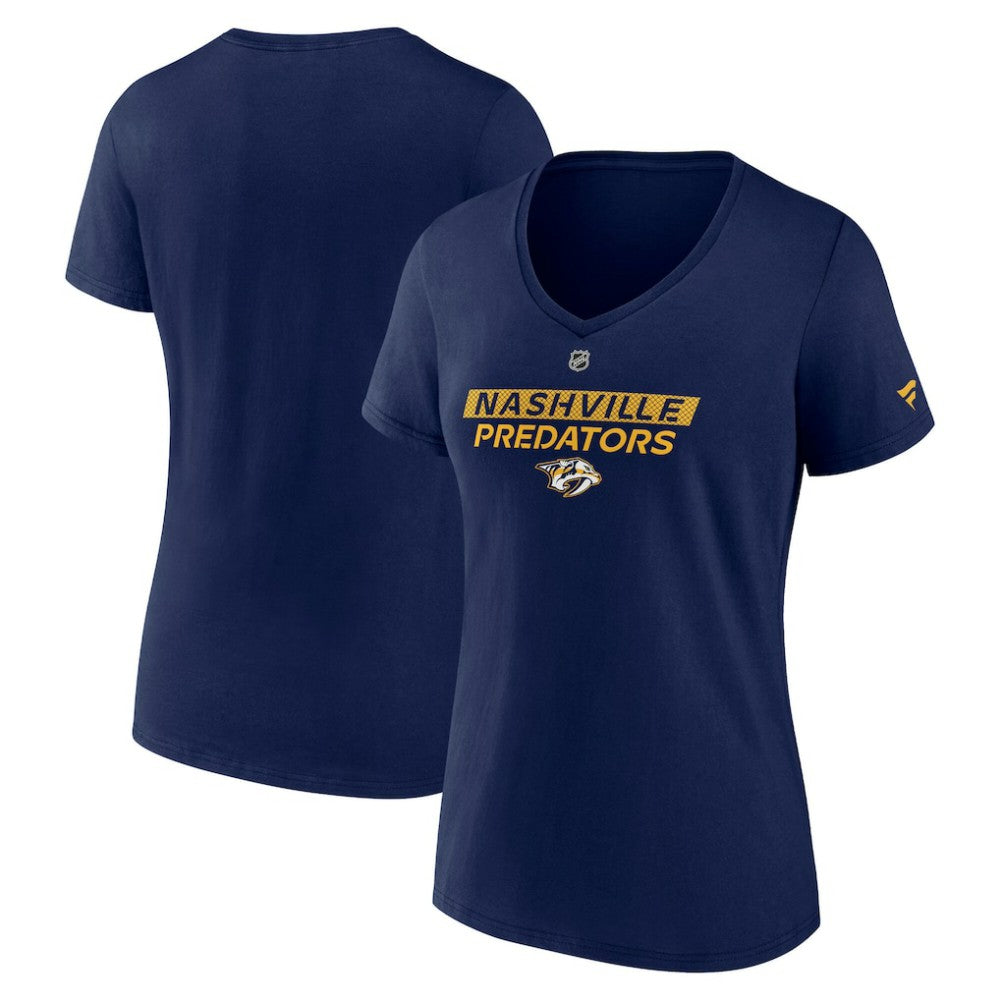 Nashville Predators Fanatics Women's Authentic Pro Core Primary V-Neck T-Shirt - Navy - NHL