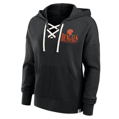 Cincinnati Bengals Women's Blitz Left Lace-Up Pullover Hoodie Black | Fanatics