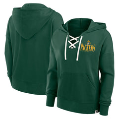 Green Bay Packers Women's Blitz Left Lace-Up Pullover Hoodie Green | Fanatics