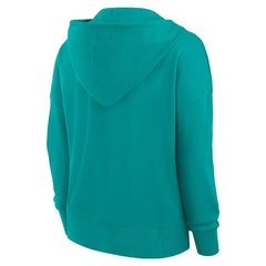 Miami Dolphins Women's Blitz Left Lace-Up Pullover Hoodie Aqua | Fanatics