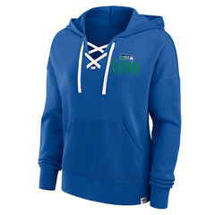 Seattle Seahawks Women's Blitz Left Lace-Up Pullover Hoodie Royal | Fanatics