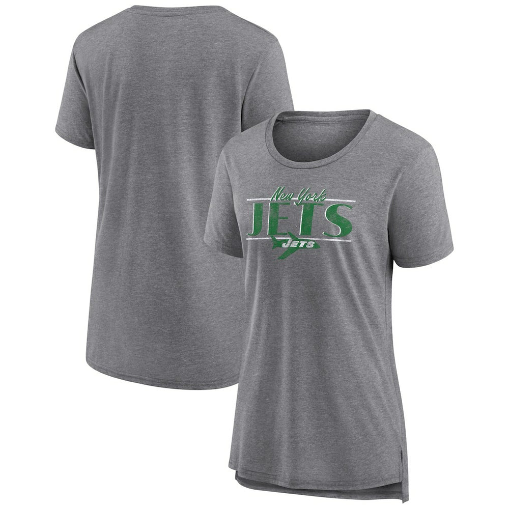New York Jets Women's Up the Middle Tri-Blend T-Shirt Heather Gray | Fanatics