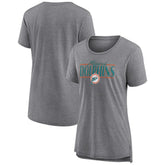 Miami Dolphins Women's Up the Middle Tri-Blend T-Shirt Heather Gray | Fanatics