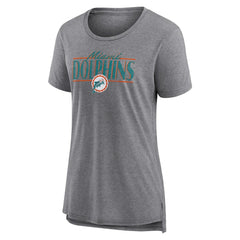 Miami Dolphins Women's Up the Middle Tri-Blend T-Shirt Heather Gray | Fanatics