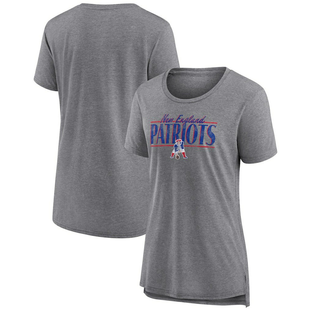 New England Patriots Women's Up the Middle Tri-Blend T-Shirt Heather Gray | Fanatics