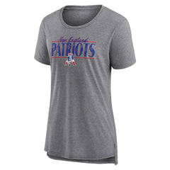 New England Patriots Women's Up the Middle Tri-Blend T-Shirt Heather Gray | Fanatics
