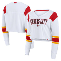 Kansas City Chiefs Women's Stretch Cropped Fashion Long Sleeve T-Shirt White | Fanatics