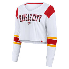 Kansas City Chiefs Women's Stretch Cropped Fashion Long Sleeve T-Shirt White | Fanatics